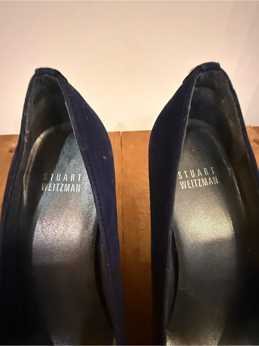 Stuart Weitzman. Corkswoon Wedges. Navy Suede. Size 7.